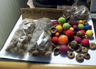 Real natural oak tree acorn caps and wool felt craft balls Tin Roof Treasures