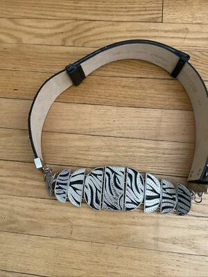 Chicos Belt Womens Black Silver Animal Chain Chunky Zebra  Belt Black Size M/L - Изображение 1 из 4