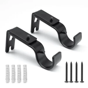 2 Pack Adjustable Curtain Rod Brackets Drapery Rod Holders for Wall - Picture 1 of 5