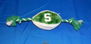 Michigan State University Spartans Plush Football Squeaky Rope Dog Chew Toy - Picture 1 of 3