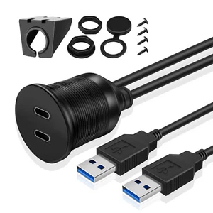 Cable de extensión de montaje empotrado USB C 3.0 para montaje en tablero de instrumentos de automóvil 3 pies 1 M - Imagen 1 de 7