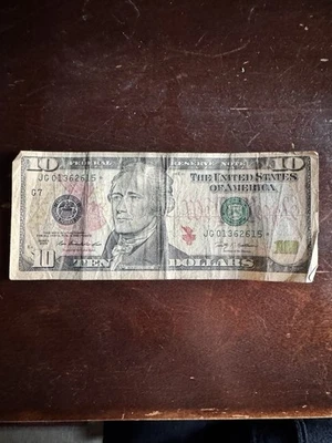 $10 Star Note Series 2009 Circulated.  Low Serial Number JG 01362615 Fine Cond. - Image 1 of 2