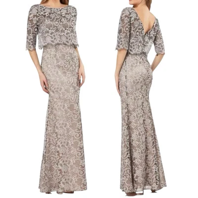 JS COLLECTIONS EMBROIDERED LACE SCALLOP TRIM EVEING GOWN DRESS sz 2 NEW NWT - Image 1 of 4