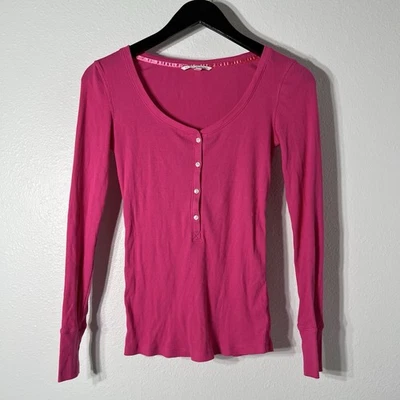 Victoria’s Secret Shirt Women XS Pink Henley Ribbed Y2K 2000 Thermal Long Sleeve - Image 1 of 4