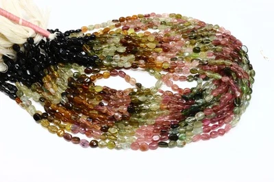 Natural Multi Tourmaline Smooth Nugget Beads 4–9mm Gemstone 13" Long Strand - Image 1 of 4
