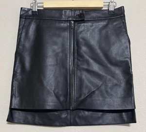 Minifalda de cuero EQUIPMENT FEMME negra talla S festival concierto cremallera frontal - Imagen 1 de 14