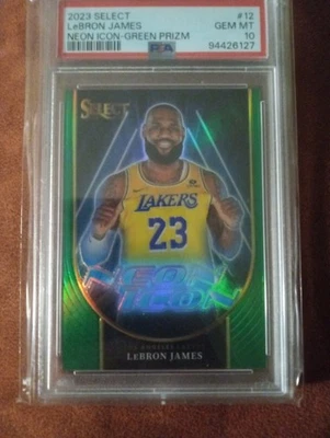 2023-24 Panini Select - Neon Icons LeBron James #12 Green Prizm - Image 1 of 2