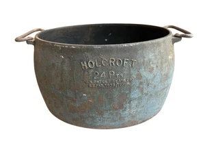 ANTIQUE CAST TWO HANDLED COOKING PAN HOLCROFT 24 Pts GARDEN PLANTER - Picture 1 of 5