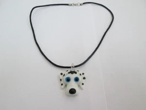 NEW BLACK CORD NECKLACE AND DOG HEAD SHAPED GLASS PENDANT - Picture 1 of 3