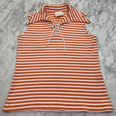 Vintage Jantzen Women’s Polo Shirt Sleeveless Striped Sailor Inspired Stretch - Image 1 of 4