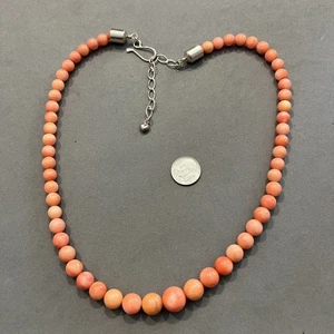 DTR Jay King Sterling Salmon Angel Skin Coral Graduated Bead Necklace 20-23” - Picture 1 of 8