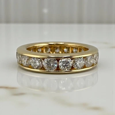 Banda de eternidad de diamantes vintage de oro amarillo de 14 quilates de 2,85 CTW con conjunto de canales talla 6 5,55 g Foto 1 de 4