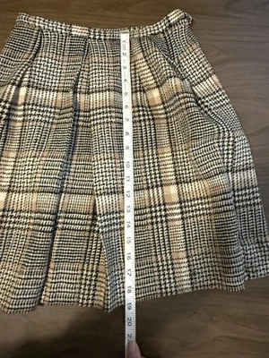 Falda deportiva vintage negra/marrón/beige a cuadros de lana/mezcla Foto 1 de 4