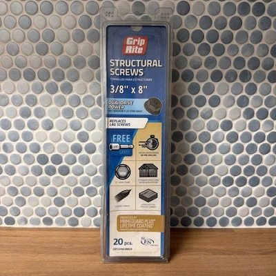 Grip-Rite GRSSW38820 Estrella Hexagonal Arandela Tornillos Estructurales Nº 3/8 x 8 pulgadas (Pack de 20) Foto 1 de 2