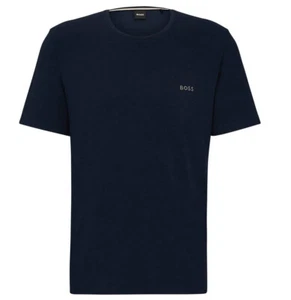 Hugo Boss Mens T-Shirt Mix & Match Regular Fit Crew Neck Cotton Tee in Navy Blue - Picture 1 of 6