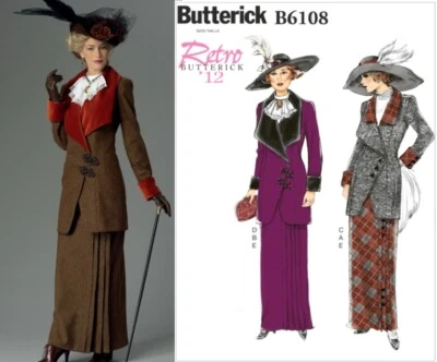 Butterick 1912's Edwardian Titanic Suit Costume Sewing Pattern B6108 6-14, 14-22 - Image 1 of 4