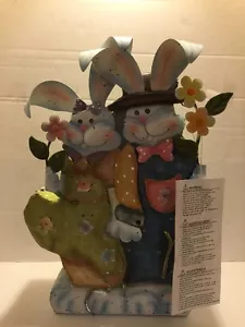 Home Interior Bunny Couple Metal Candle Holder - Picture 1 of 9