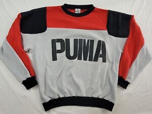 Vintage 90s Puma Sweatshirt Men's Size Medium Big Logo M Color Block Shirt