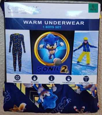ClimateRight by Cuddl Duds Boys Sonic 2 Warm Underwear Size L 10/12 BRAND NEW - Image 1 of 4
