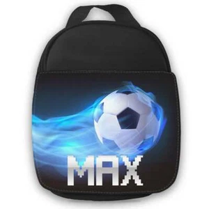 Personalised Football Kids Black Lunch Bag Any Name Children School Snack Box 32 - Picture 1 of 4