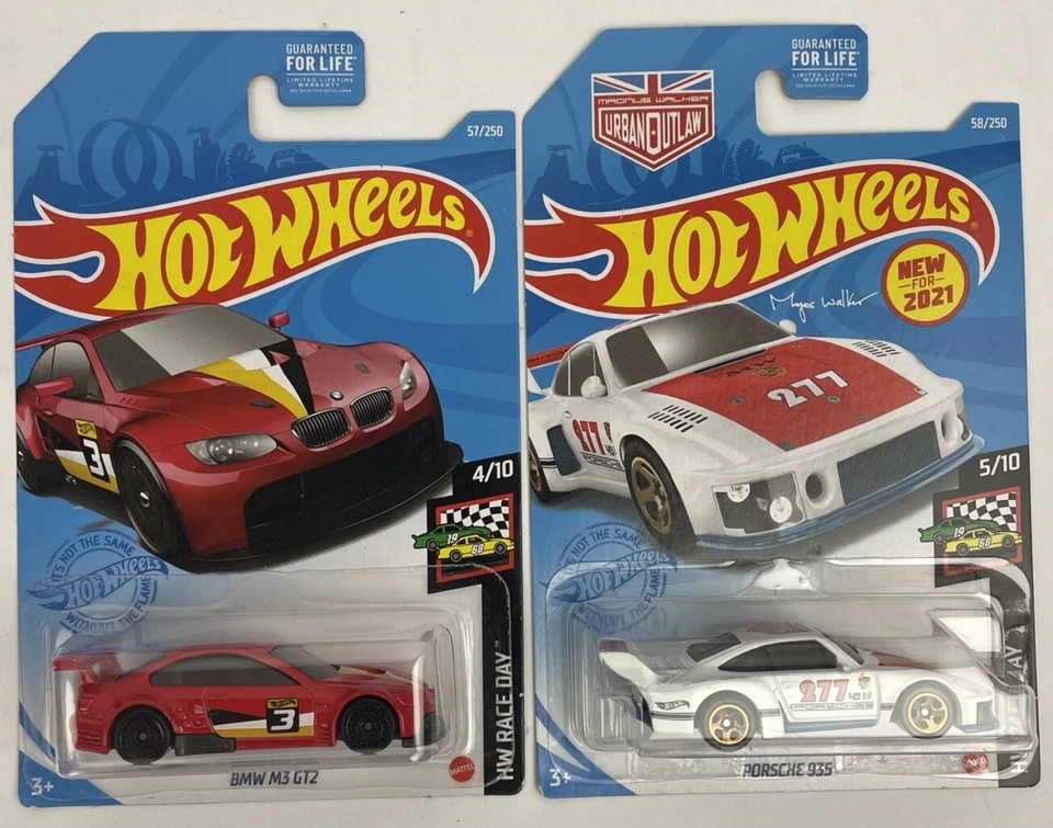 2 x Hot Wheels Race Day 2021 Porsche 935 Magnus Walker 5/10 - BMW M3 GT2 4/10 Foto 1 de 4