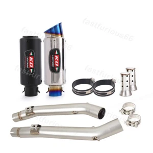2*Exhaust Tips For Suzuki V-strom 1000 DL1000 02-13 Mid Link Pipe 51MM Muffler - Picture 1 of 13
