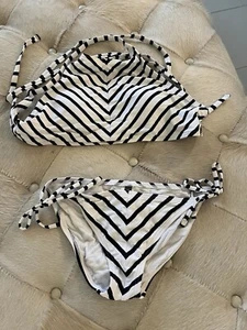 Tommy Bahama Bikini weiß schwarz Streifen Neckholder Unterteil zum Binden Damen XS/M EUC - Bild 1 von 6