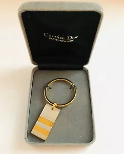 Vintage neu im Karton Christian Dior Gold & gebürstetes Silber Schlüsselanhänger Schlüsselring - Bild 1 von 10