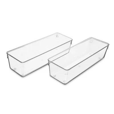 Sorbus Narrow Clear Drawer Organizer 2 Pack, Large BPA Free Storage Trays - Image 1 of 2