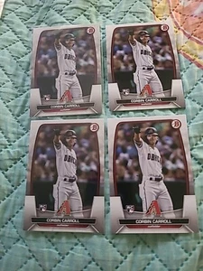 4x CARTE CORBIN CARROLL 2023 BOWMAN #73 BASE ROY x4 - Foto 1 di 1