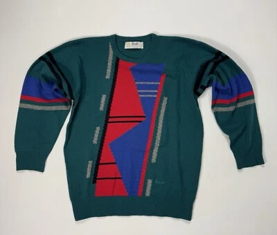 Pringle Of Scotland Para hombres 40” Suéter Arte Geométrico Suéter Verde Rojo Azul Gris Foto 1 de 4