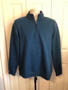 Herren Croft & Barrow 1/4 Reißverschluss Pullover Jacke türkis blau grün Medium D4 - Bild 1 von 5