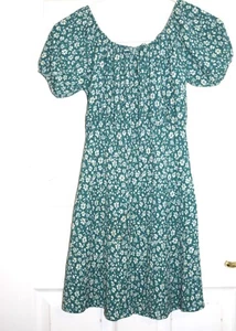ZARA Green Summer Dress with FLORAL design Sz 11-12 - Picture 1 of 3
