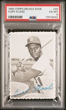 1969 Topps Deckle Edge Curt Flood #28 PSA 6 ExMt St Louis Cardinals Set Break