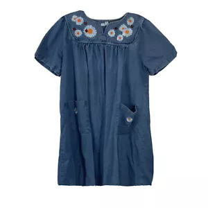 Go Softly Patio M Hauskleid Baumwolle Denim bestickt Taschen Pullover - Bild 1 von 6