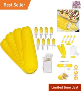 Corn Cob Holders Stainless Steel 7in Skewers BBQ Set for Safe Eating & Serving - Picture 1 of 8