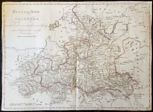 1830 Herzogtum Salzburg Österreich grenzkolorierte Kupferstich-Karte Landkarte - Bild 1 von 1