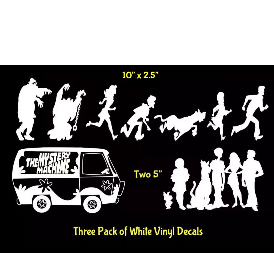 SIGNAGE CAFE The Mystery Machine The Scooby Doo Gang 3 Pack Vinyl Decals Car Truck Van Window