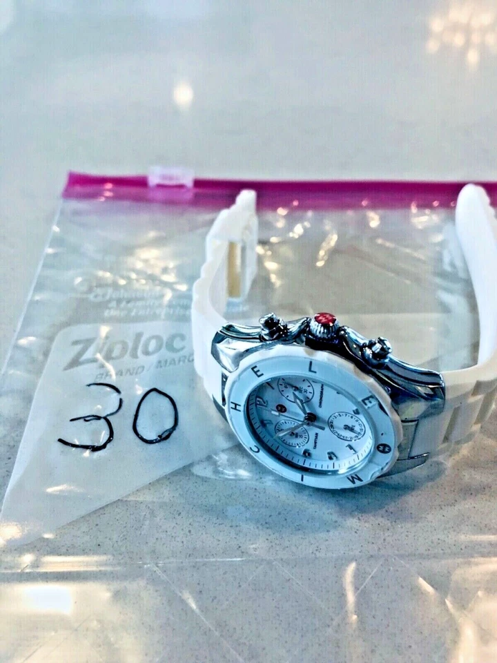 RELOJ MICHELE TAHITIAN JELLY BEAN BLANCO PLATA SILICONA CRONO 36mm-MWW12D000001 Foto 1 de 1