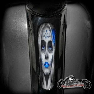 HARLEY DAVIDSON 8 INCH DASH INSERT STREET GLIDE & ROAD GLIDE - Blue Sugar Skull - Picture 1 of 1