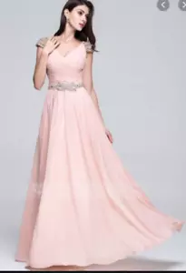 JJ's House Formal Prom Bridesmaid Dress Floor Length Pearl Pink Size 6 NWT - Picture 1 of 11