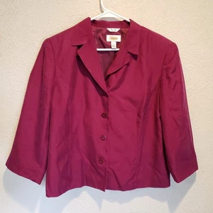 Set giacca abito tuta vintage Talbots rosso pura seta taglia 14 carriera business - Foto 1 di 13
