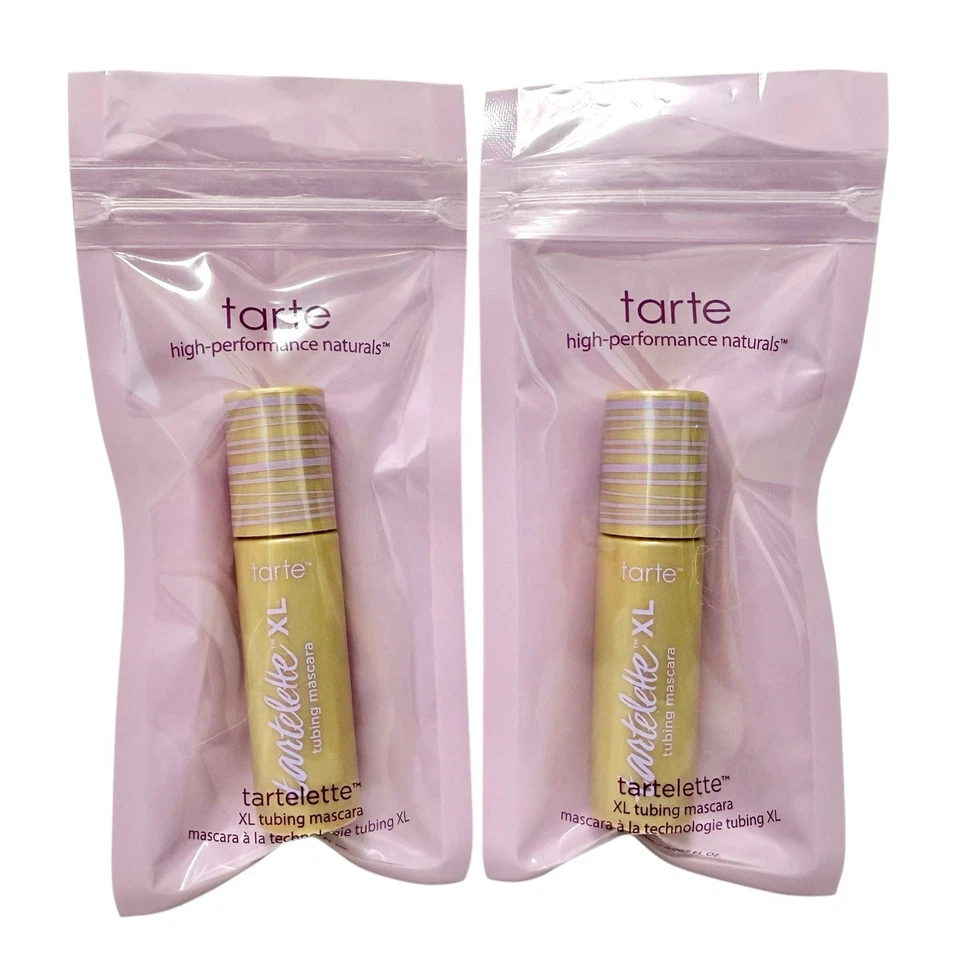 Máscara de pestañas Tarte Tartelette XL negra 0,067 oz cada x2 mini de viaje nueva sellada Foto 1 de 3