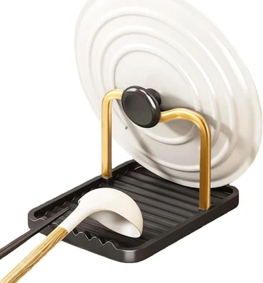 Reposacuchara de metal antioxidante con soporte de tapa resistente al calor tapa de olla soporte de espátula Foto 1 de 4