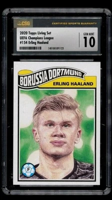 2020 Topps Living Set UCL: #154 Erling Haaland CSG 10 GEM MINT Pr: 1988 - Image 1 of 2