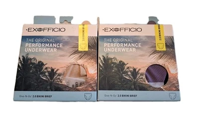 New 2 Pairs ExOfficio Women's Give-N-Go 2.0 Bikini Briefs XL Buff & Lavender - Image 1 of 4