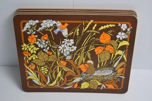 4 sottobicchieri grandi vintage nido d'anatra fiore power groovy anni 70 caccia uccellino sughero - Foto 1 di 19