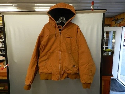 Dri Duck Jacket Men's Brown Canvas Hooded Work Jacket Men's XL Logo Heavy Duty - Image 1 of 4