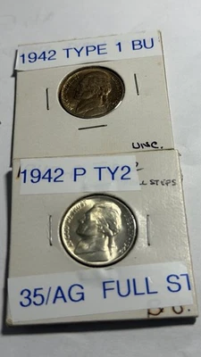 1942 P Type 1 and 2 Jefferson Nickels BU Type 2 35% Silver. - Image 1 of 4