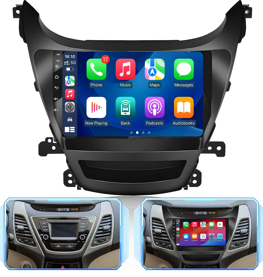 For Hyundai Elantra 2014-2016 Android 13 Car Stereo Apple CarPlay GPS NAVI Radio Foto 1 de 4